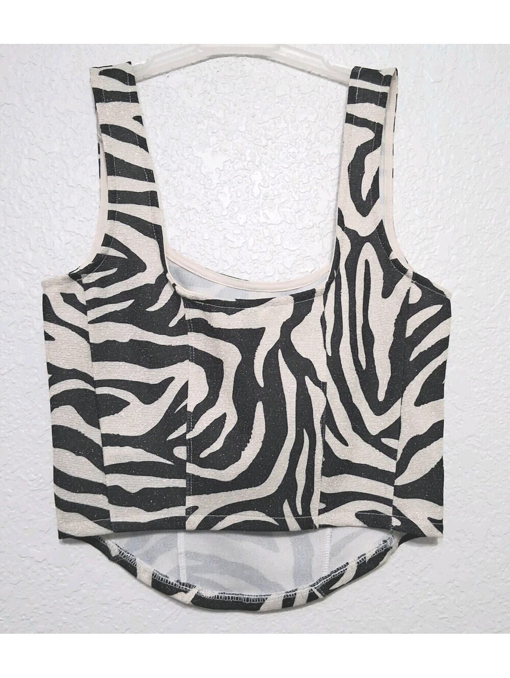 H &M XS Zebra Crop Top Sparkly GUC